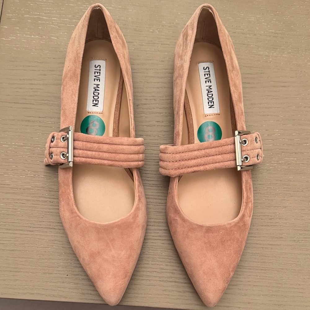 Steve Madden Dusty Pink Suede Pointed Mary Jane Flats - Picture 3 of 3